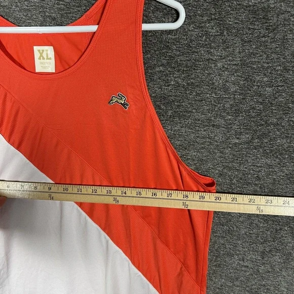 Tracksmith Shirt Mens XL Orange White Tank Top Running Singlet Mesh Athletic - Picture 7 of 11